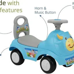 LADDOO Kids Ride On Toy Car, Blue Dinosaur Design Push Car with Steering Wheel, Indoor Outdoor Toddler Riding Vehicle for 12-36 Months image 3
