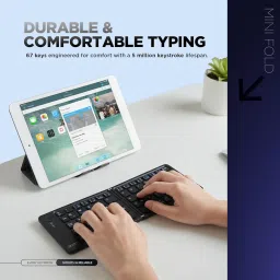 Acer Mini Fold | 67 Keys Compact Foldable Bluetooth Keyboard | BT 5.0 | Rechargeable 180mAh Battery | USB-C Fast Charging | 76H Use | Lightweight 133g | Black | Compatible with Windows/Mac/Android image 2