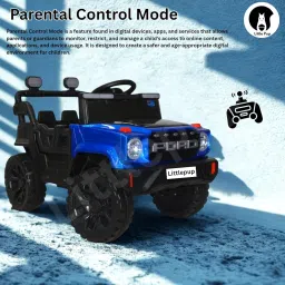 Little Pup 4x4 Electric Jeep Ride-on Car for Kids, 12V Battery Powered, Red Plastic, Remote Control, Bluetooth Music, LED Lights, Manual Drive, Ages 1-6 Years image 2