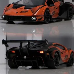 Compatible for 1/32 Scale Lamborghini Essenza SCV12 Model Car Diecast Toy Cars Kids Toys with Sound and Light Door Can Be Opened Toy Vehicle for Kids Gift (1 Orange) image 2