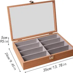 zoomella Glasses Display Case 8 Slot Jewelry Holder Container Eyeglasses Storage Case with Lid Rosewood image 1