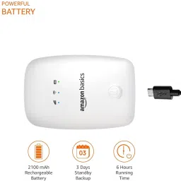 AmazonBasics 4G LTE Wireless Dongle with All SIM Network Support | Plug & Play Data Card Stick with up to 150Mbps WiFi Hotspot | 2100mAh Rechargeable Battery| SIM Adapter Included (White)-AB-WHT-03 image 2