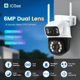 TechEase 6MP Dual Lens UHD Camera CCTV Outdoor Office Farm Indoor WiFi Camera, Advanced Security System CCTV Outdoor with Color Night Vision and Ai Human/Motion Detection, SD/Cloud IP66 image 1