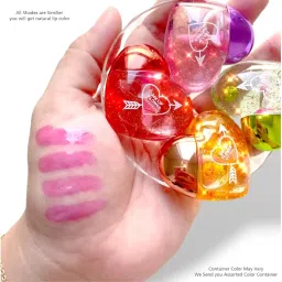 FozzbyLip Gloss Tint For Dry And Chapped Lips In Cute Heart-Shaped Packaging, Metallic-Finished Packaging, Multicolor - Pack Of 4 image 1