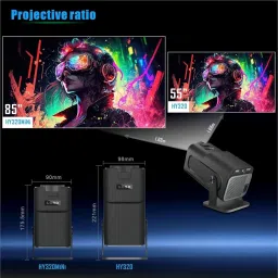 Hy320 Mini Portable Projector-5G WiFi 6,Bluetooth 5.0 and Android 11,Support 4K and 1080P Full Hd,12,000 Lumens,Led Projector with 4D/4P Auto Correction,180° Rotation,Electronic Zoom image 2