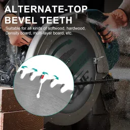 7-1/4 Inch Circular Saw Blade 60T, 5/8 Inch Arbor, Alternate Top Bevel Saw Blades for Cutting Wood, 1 Pack image 2