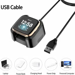 Meliya 50cm USB Charger Compatible with Fitbit Versa 2 Charger Dock Anti-Slip Replacement Smartwatch Charging Cable Stand(not for Versa/Versa Lite) (50cm) image 4