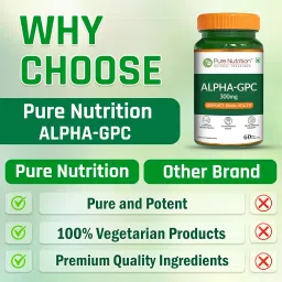 Pure Nutrition Alpha GPC (300mg) – 60 Veg Capsules | Helps to Improve Focus, Mental Clarity & Memory | Brain Health Supplement for Men & Women | Nootropic Formula image 5