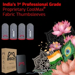 World's First Sleeve Made for E-Sports Professionals | BSDK Gaming Thumb & Finger Sleeve for Mobile Game | Pro Thumbsleeves | 4 Pieces | Metal Box | Made for PUBG, CODM and Freefire image 1