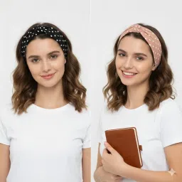topibaaz Boho Headband (Pack of 2) High Elasticity Cloth Hair Bands for Gym Travel or Running Non Slip Stylish Bandanas (365) image 1