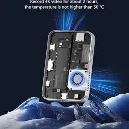 INICIO Magnetic M.2 NVMe SSD Enclosure, 8 in 1 USB C 10Gbps Hub with HDMI SD TF Reader MagSafe & Cooling Fan for iPhone 17 16 15 Pro Max ProRes MacBook iPad Pro S25, Support Size 2230/2242/2260/2280 image 5