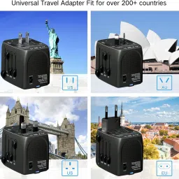 waudm International Travel Adapter 230V to 120V Voltage to Down Converter for Hair Straighteners, Laptops, Cell Phones, US to UK Power Converters image 3