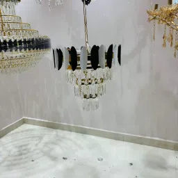 Crystal Chandeliers Black Gold K9 Crystal 3 Tier Round Crystal Chandelier Ceiling Light Fixture for Living Room and Hallway (400 mm) image 3