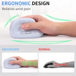 Bluetooth Mouse,Ergonomic Vertical Mouse Wireless Rechargeable Mice Dual Mode (Bluetooth & USB), Vertical Optical Mice with USB Receiver, 6 Buttons 1600 DPI for Laptop,Computer, Mac, Windows(blue) image 3