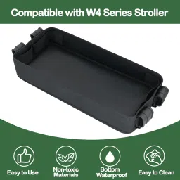 Double Sided Stroller Snacks Tray for Wonderfold Wagon W Series Waterproof Kids Toy Placement Faux Leather Sides for Eating and 4 Kid’s Cup Holder (W4 Series) image 1