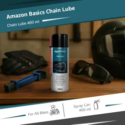 Amazon Basics – Chain Lube for All Bikes | 400 ml | Long-Lasting Chain Lubrication | Rain & Corrosion Protection | Reduces Noise & Friction | Easy Spray Application image 1