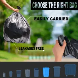 Ella Garbage Bags 19 x 21 Inches (Medium) 180 Bags 6 Rolls - Black Color With Check Duster Cloth Free image 1