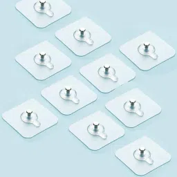 Village Route Transparent Wall Hook for Photo Frames, Keys & Kitchen Use | Heavy Duty Self Adhesive Hook | Waterproof & Drill-Free Wall Mount (Pack of 10) image 1