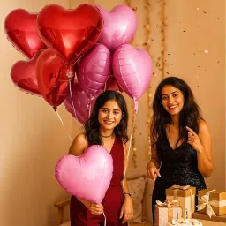 Party Propz Heart Balloons For Decoration - Set of 10 Pcs Red heart Foil balloons and Pink heart balloons | Hearts Shape Balloon | Anniversary Decoration Items | Red, Pink (Foil) image 3