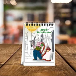 Sentoor Kartoon 2026 Wall Calendar Lorn Ganesh Monthly Planning Calendar 12 Month Large Grid Planner for Home Office Kitchen Indian Art Gift 4x6 Inches image 1