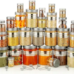 E-COSMOS® Durable 24-Piece Airtight Kitchen Storage Containers - Clear Plastic Set with Free Spoons in Various Sizes (1200ml, 650ml, 350ml, 250ml) Pack Of, Clear (Pack Of 24) image 2