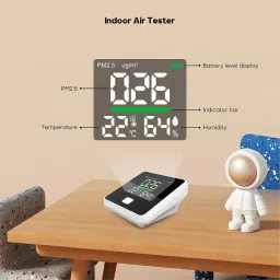 PM2.5 Air Quality Monitor Indoor - Dienmern Indoor Air Quality Monitor Tester, Indoor Air Pollution Meter, PM2.5 Sensor Detector, Temperature and Humidity, PM2.5 Real-Time image 4