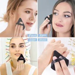 jibaro 2-Piece Triangle Powder Puffs - Soft Plush Washable Reusable Face & Body Loose Powder Sponge for Foundation & Makeup (2Pcs Black) image 2