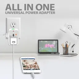 Pivalo Universal Travel Adapter with Dual USB AC/DC 6A/5V Charging Ports 1000mAh All in one Multipurpose Power Plug Portable International Travelling for Phone Camera Laptop (Pack of 1, White) image 4