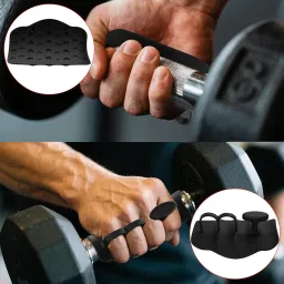 2 Pack Gym Grips Weight Lifting Grips, Ergonomics Workout Rubber Fingerless Anti-Slip Rypt Grip Hand Protector Gloves for Exercise, Weight Lifting, Dumbbell image 1