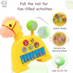Storio Musical Light & Sound Horse Piano with 5 Modes of Animal Sound (Colour May Vary)| Soothing Melodies| Interactive Modes| Spinning Wheel| Ideal Gifting Option image 3