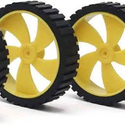 Electronic Spices Pack of 4 wheel-4512 Robot Durable Rubber Tire Yellow wheel 45mm for BO DC Motor For Motor Toy Car Electronic School Collages Projects (Assorted) image 2