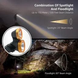 LED Rechargeable Torch Light, 100+50W Super Bright Dual Light (Warm & Cold) — 500m Long Range Beam, Durable Body, Fast Charging Flashlight for Home, Outdoor, Travel & Emergency Use [1725B] image 4