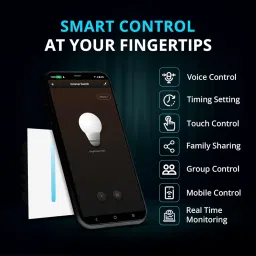 HomeMate® Smart Dimmer Touch Switch Wi-Fi - White| Compatible with Alexa, Google Assistant & Siri | App Control | Stylish Glass Finish image 2