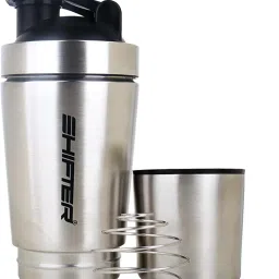 Shifter Steel Shaker Bottles for Protein Shake, Gym Bottles for Men Protein Shaker Bottle for Gym Shaker Bottles for Gym Bottle Gym Water Bottle for Men Shaker Steel Shaker Bottle (SILVER-COMPARTMENT) image 1
