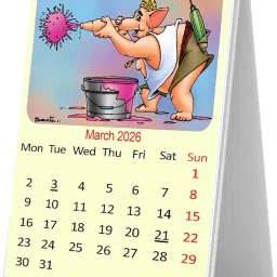 Sentoor Kartoon 2026 Wall Calendar Lorn Ganesh Monthly Planning Calendar 12 Month Large Grid Planner for Home Office Kitchen Indian Art Gift 4x6 Inches image 4