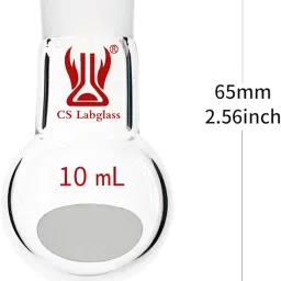 [3 Pack] CS Labglass 10ml Single Neck Round Bottom Flask with 14/20 Standard Taper Outer Joint, Borosilicate Glass Boiling Flask, Lab Glassware image 1