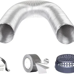 ARDNIB 6" Flexible Aluminum Duct Pipe for Kitchen Chimney | Expands to 6 ft. | Complete Installation Kit with Free Cowl Cover, 2m Tape, and Clamp | Fits Various Chimney Brands, Silver image 4