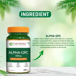 Pure Nutrition Alpha GPC (300mg) – 60 Veg Capsules | Helps to Improve Focus, Mental Clarity & Memory | Brain Health Supplement for Men & Women | Nootropic Formula image 3