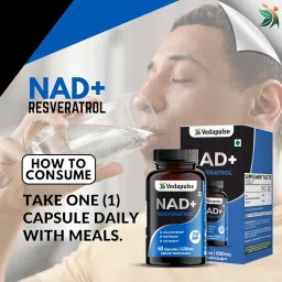 Vedapulse NAD+ with Resveratrol Capsules | Supports Skin Health, Energy & Healthy Aging | Antioxidant Dietary Supplement | 60 Capsules image 2