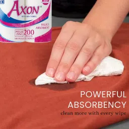 Axon Tuff 2-Ply Kitchen Rolls | 22×20 cm Ultra Absorbent Paper Towel | 100 Pulls × 2 Rolls (200 Pulls) | Food-Grade Kitchen Tissue for Cooking, Cleaning, Oil Absorption & Daily Use image 4