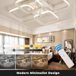 PANCA Ceiling Light for Hall, 36W 4 Square LED Light with Remote Control,Chandelier Light False Celing,Adjustable Brightness Fancy Lights for Living Room (3 Modes) image 1