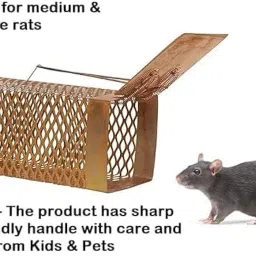 CosaCentrum Rat Traps for Home, Office, Factory, Warehouse | Rat Trap Cage | Mouse Trap | Chuha Dani | Chuha Pinjra | Rat, Mouse, Cage, Rodent Iron Trap | Catcher (Pack of - 1, Burfi Chuhadani) image 2