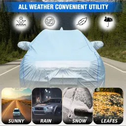 100% Waterproof Car Body Cover for Maruti Suzuki Ciaz with Mirror Pocket, Heat & UV Resistant, Triple Stitched, Soft Lining, Bottom Elastic & Piping (Silver Reflective) image 1