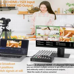 Tobo Video Mixer Switcher 1SDI/3HDMI Input 2HDMI Output Multi Camera Live Streaming Switcher 2MIC/LINE in/LiNE Out Audio Mixer,RS232 Type-C USB3.0 Capture Support PGM PVW PIP OSD Image HD Controller image 2