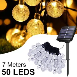 GIGALUMI GL-511 50 LED Solar Bubble Ball String Lights with 2V Panel 8 Flash Modes 600mAh Ni-MH Battery Decorative Fairy Lamp for Indoor Outdoor Garden Patio Wedding Yard (Pack of 1, Warm White) image 5