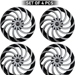 Universal Wheel Covers for Cars – 16 Inch Black & Silver Press Fit Wheel Caps (Snake)| Available in 12, 13, 14, 15, 16 Inch | Set of 4 Pcs image 1
