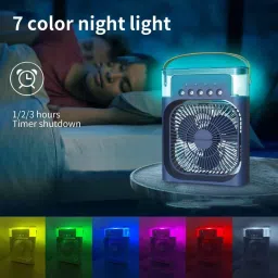 Lipzie [𝟏𝟓 𝐘𝐄𝐀𝐑𝐒 𝐖𝐀𝐑𝐑𝐀𝐍𝐓𝐘] Portable Mini Air Cooler & Humidifier Fan – 3 Wind Speeds, 600 ml Tank, 7‑Color LED Night Light – Compact Personal Cooler for Room, Office & Outdoor image 3