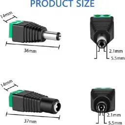 FEDUS 2 Pairs DC Power Jack Plug Adapter Connector,12V, 24V Male +Female 2.1 X 5.5MM DC Power Connector Terminal Barrel Connector for CCTV Camera/Led Strip Light,DVR,Car Rearview Monitor System image 3