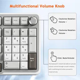 TONTRU Wireless Mechanical Gaming Keyboard, Tri-Mode Connectivity (Bluetooth 5.0/2.4GHz/USB-C), Hot-Swappable, RGB Backlit,101-Key Layout Keyboard with Volume Knob for PC, Laptop, Tablet image 5