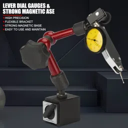 EVTSCAN 0 to 0.8mm Lever Type Test Indicator with Magnetic Base Set, 32mm Dial Diameter with Rotating Bezel and 200mm Flexible Adjustable Arm image 1